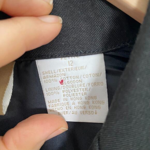 Liz Claiborne Womens Blazer Size 12 Petite Black Notch Lapel 100% Cotton Career - Picture 4 of 11